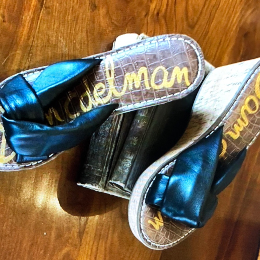 Sam Edelman women’s cork platform slide sandals black